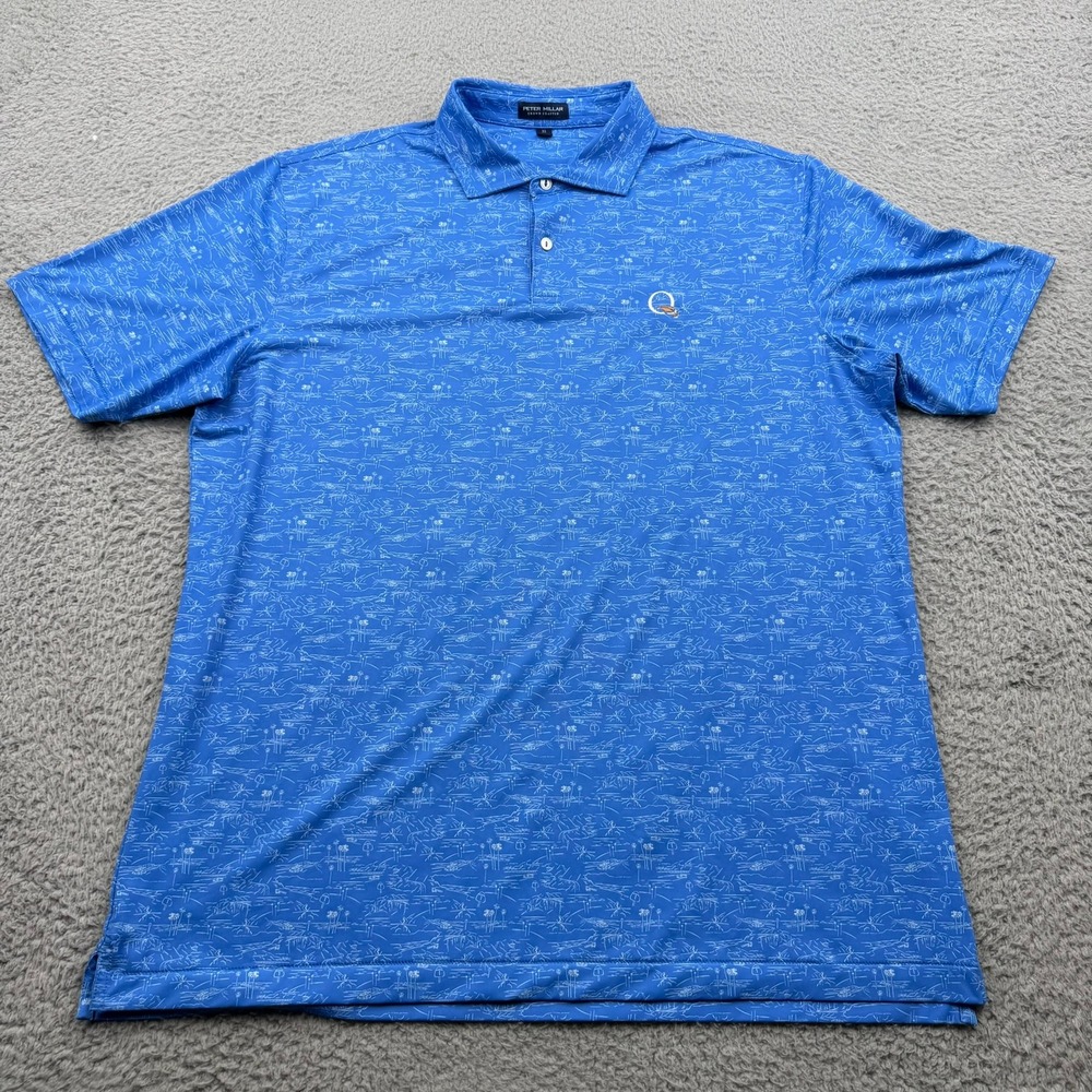Peter Millar Crown Crafted Polo Golf Shirt Mens XL Graphic Performance Stretch